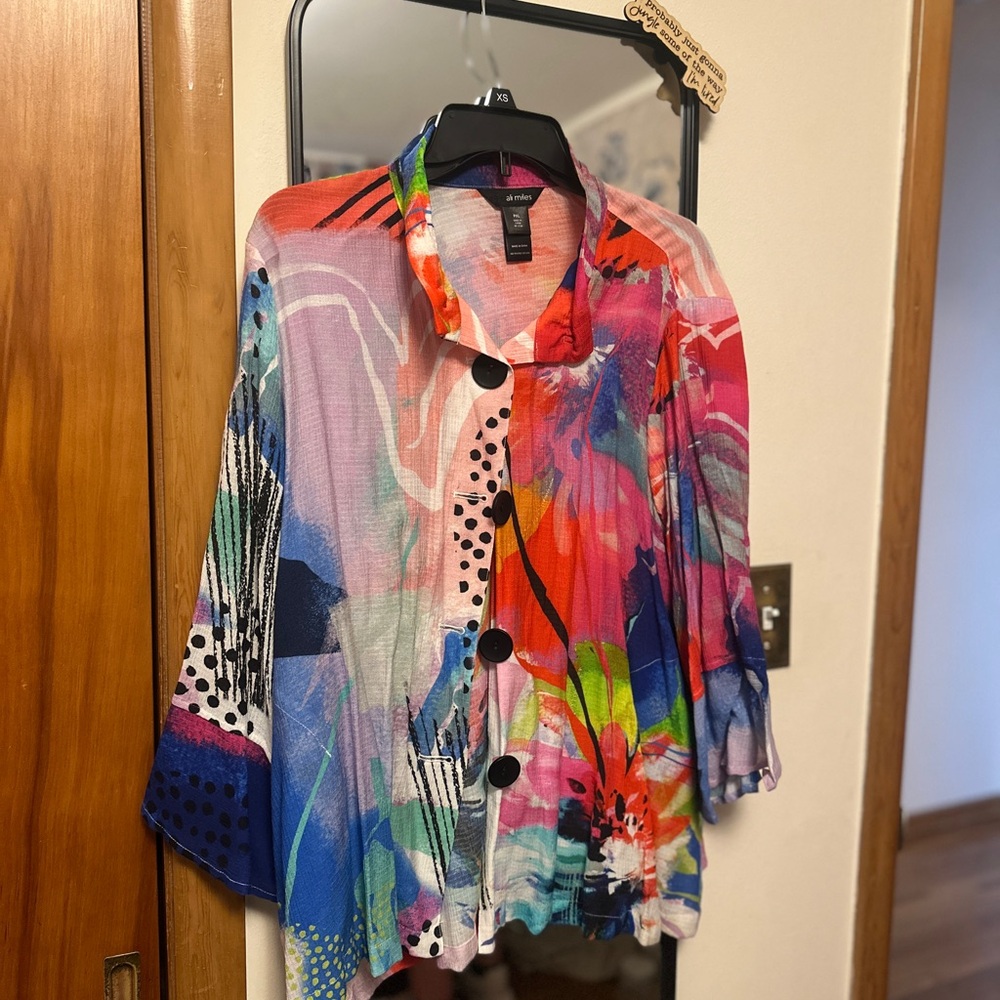 Ali Miles Multicolor Abstract Women's Blouse